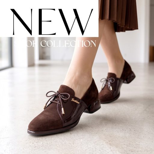 TUTTO BENE SCARPE extravagáns lakk betétes velúrbőr mocca félcipő 