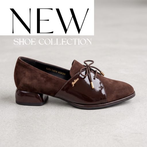 TUTTO BENE SCARPE extravagáns lakk betétes velúrbőr mocca félcipő 