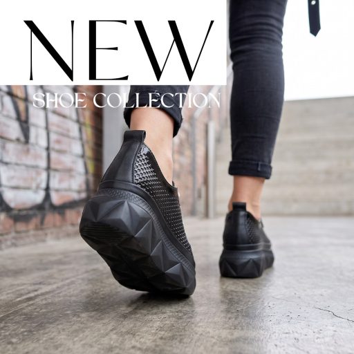 VIA ROMA platform talpas magasfényű fekete sneaker 