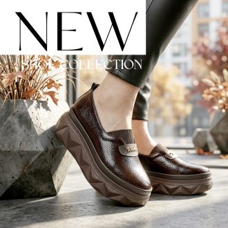 VIA ROMA platform talpas magasfényű barna slip-on 