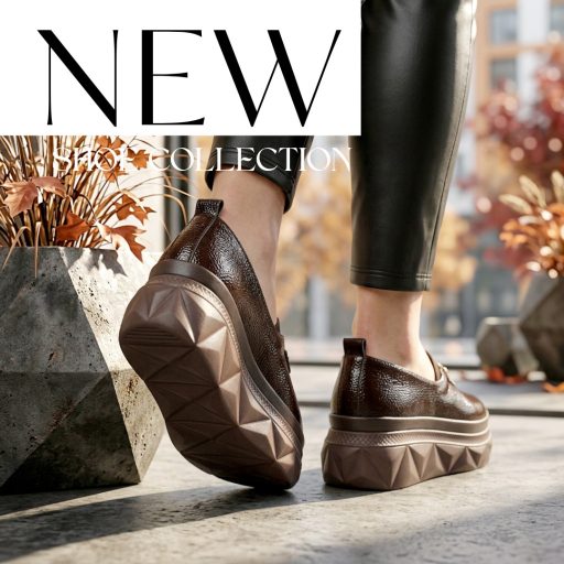 VIA ROMA platform talpas magasfényű barna slip-on 