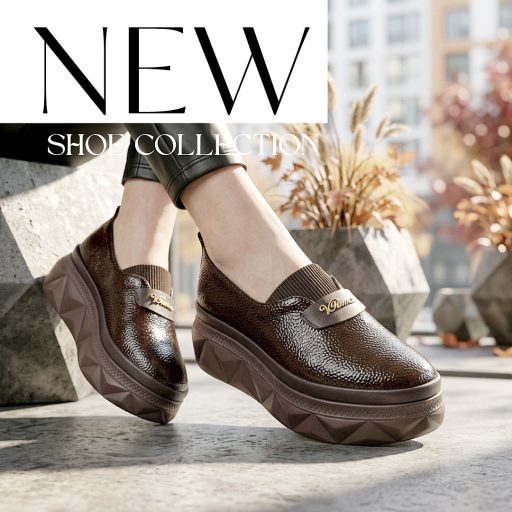 VIA ROMA platform talpas magasfényű barna slip-on 