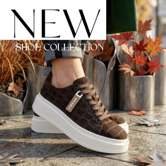   VIA ROMA vastag platform talpas croco mintás barna velúrbőr sneaker 