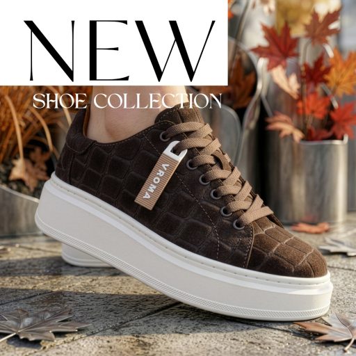 VIA ROMA vastag platform talpas croco mintás barna velúrbőr sneaker 