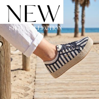   TAMARIS ESSENTIALS platform talpas kék-bézs csíkos trendi sneaker 