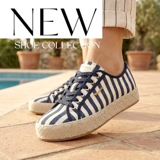   TAMARIS ESSENTIALS platform talpas kék-bézs csíkos trendi sneaker 