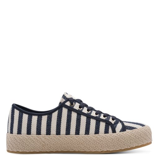 TAMARIS ESSENTIALS platform talpas kék-bézs csíkos trendi sneaker 
