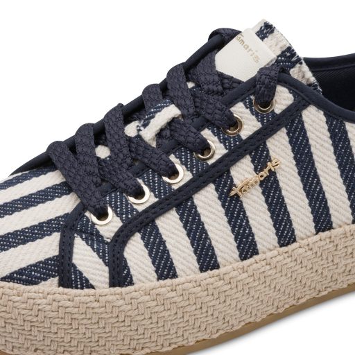 TAMARIS ESSENTIALS platform talpas kék-bézs csíkos trendi sneaker 
