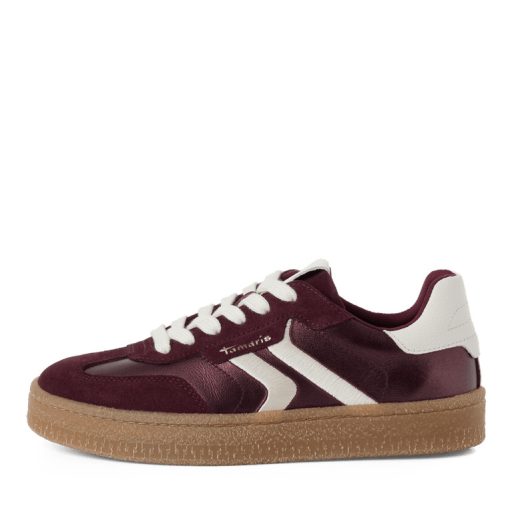 TAMARIS enyhén vastag talpú trendi bordó sneaker 