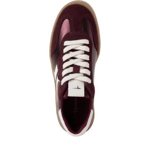 TAMARIS enyhén vastag talpú trendi bordó sneaker 