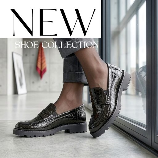 TAMARIS ESSENTIALS magasfényű anyagában mintás fekete loafer 