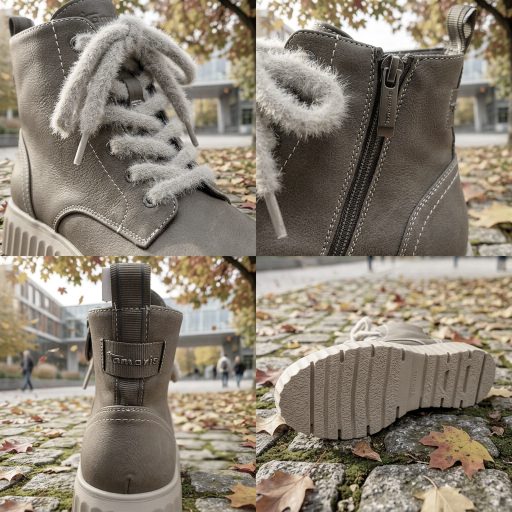 TAMARIS ESSENTIALS vastag talpú vagány taupe bakancs 