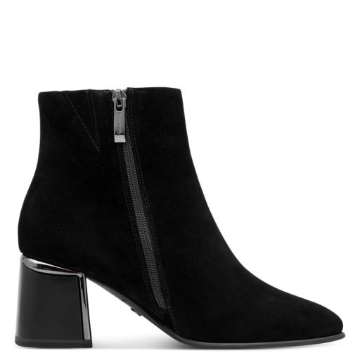 TAMARIS kis sarkas elegáns velúrbőr fekete bokacsizma 