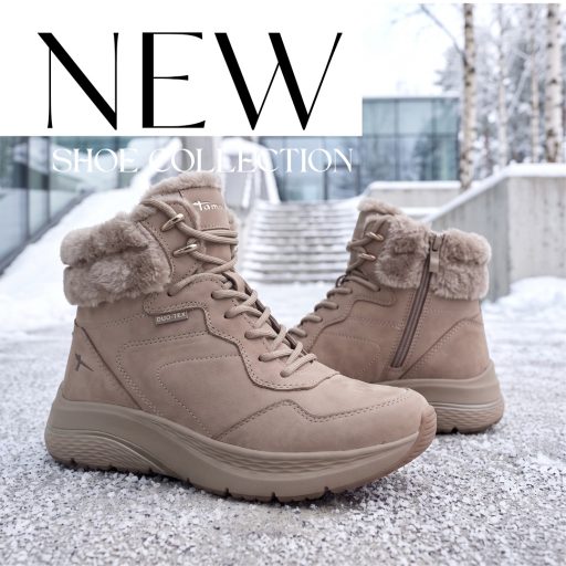 TAMARIS DUO-TEX outdoor szőrmés bőr bakancs – taupe