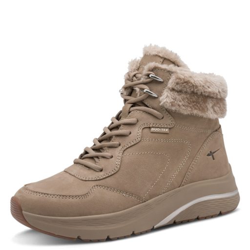 TAMARIS DUO-TEX outdoor szőrmés bőr bakancs – taupe