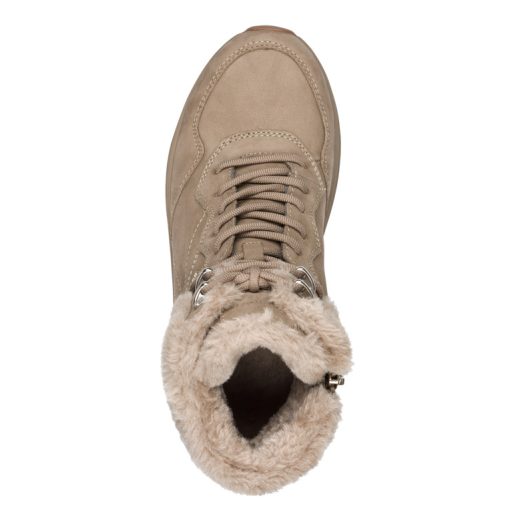 TAMARIS DUO-TEX outdoor szőrmés bőr bakancs – taupe