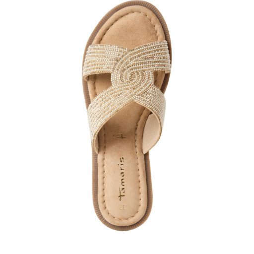 TAMARIS strasszköves extra sand papucs 