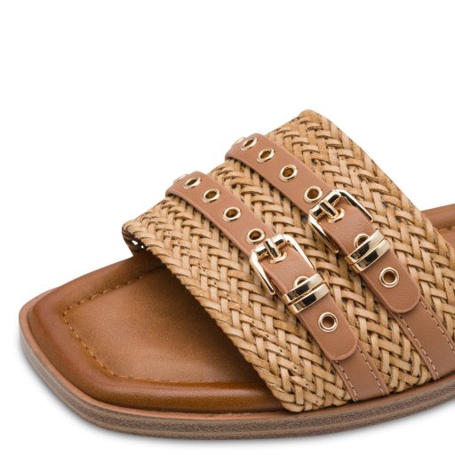 TAMARIS ESSENTIALS fonott pántos csatos camel papucs 