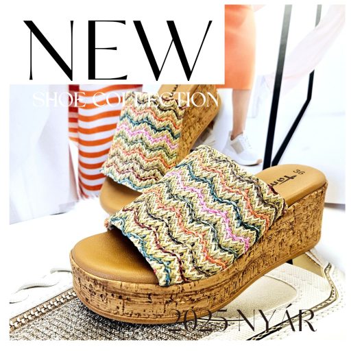 TAMARIS platform talpas multicolor papucs 