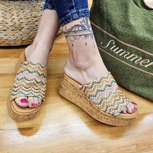 TAMARIS platform talpas multicolor papucs 