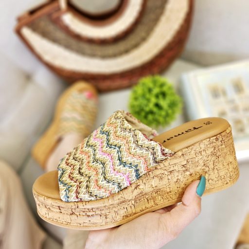 TAMARIS platform talpas multicolor papucs 