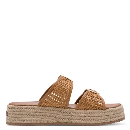 TAMARIS vastag platform talpas 2 pántos vagány cognac papucs 