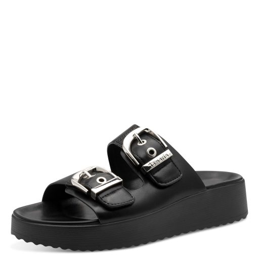 TAMARIS platform talpas 2 pántos fekete papucs 