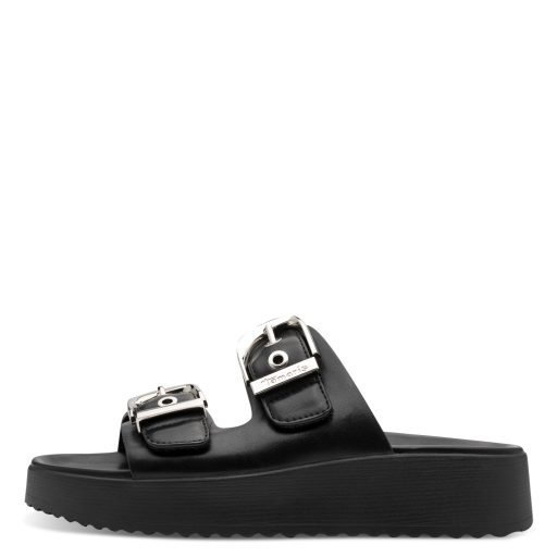 TAMARIS platform talpas 2 pántos fekete papucs 