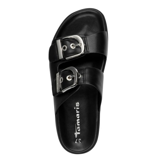 TAMARIS platform talpas 2 pántos fekete papucs 