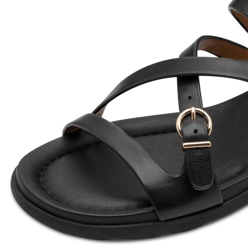 TAMARIS arany csatos fekete kényelmi szandál