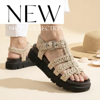 TAMARIS vastag fekete talpú bézs fonott pántos szandál