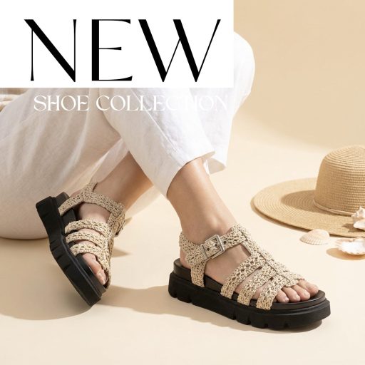 TAMARIS vastag fekete talpú bézs fonott pántos szandál