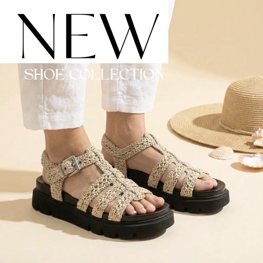 TAMARIS vastag fekete talpú bézs fonott pántos szandál