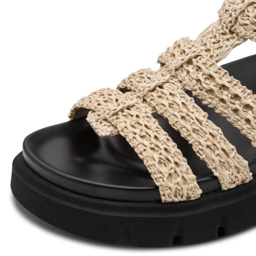 TAMARIS vastag fekete talpú bézs fonott pántos szandál