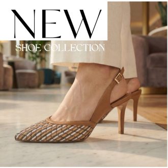 TAMARIS exkluzív mintás sarkas cognac sling 