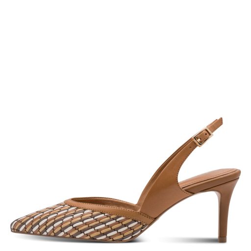 TAMARIS exkluzív mintás sarkas cognac sling 