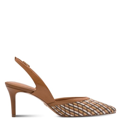 TAMARIS exkluzív mintás sarkas cognac sling 