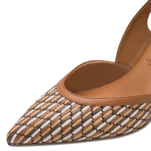 TAMARIS exkluzív mintás sarkas cognac sling 