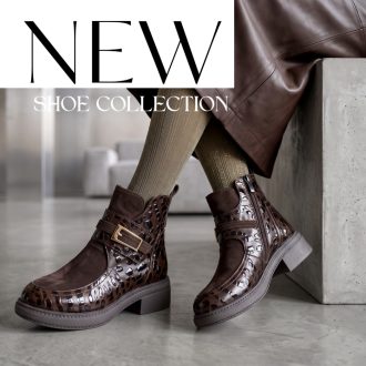   VIA ROMA enyhén vastag talpú croco mintás cognac bőr bakancs 