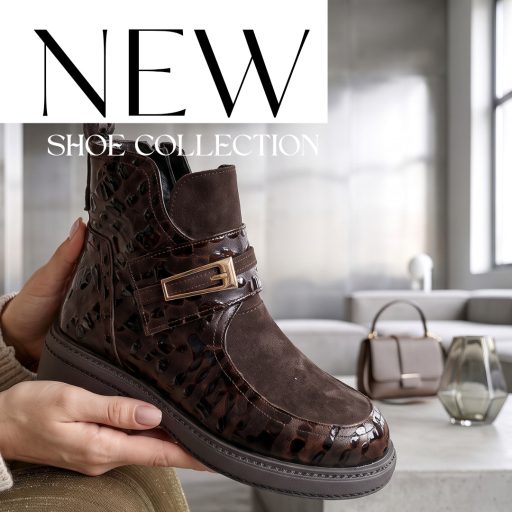 VIA ROMA enyhén vastag talpú croco mintás cognac bőr bakancs 