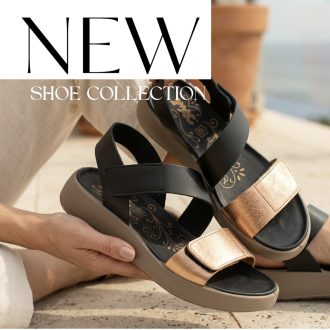   IMAC enyhén emelt talpú fekete-bronz tépőzáras kényelmi szandál