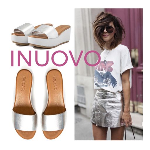 INUOVO platform talpas ezüst papucs 