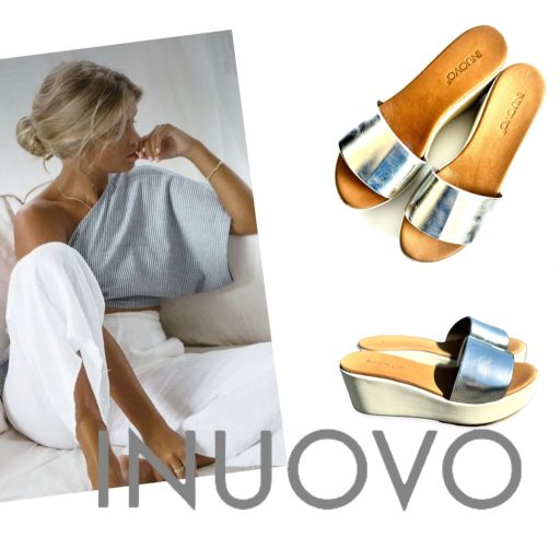 INUOVO platform talpas ezüst papucs 