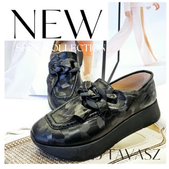 TUTTO BENE SCARPE platform talpas fénylő fekete slip-on