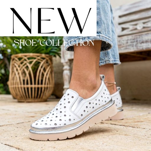 VIA ROMA enyhén vastag talpú pille könnyű lyukacsos fehér-ezüst slip-on 