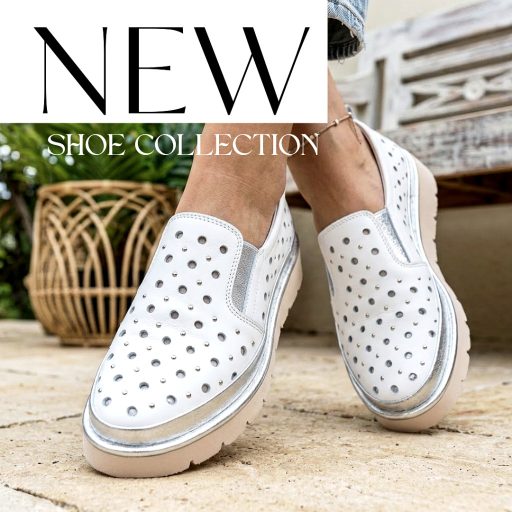 VIA ROMA enyhén vastag talpú pille könnyű lyukacsos fehér-ezüst slip-on 