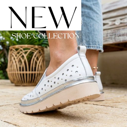 VIA ROMA enyhén vastag talpú pille könnyű lyukacsos fehér-ezüst slip-on 