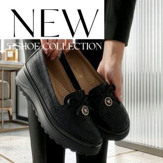 VIA ROMA emelt talpú strukturált fekete slip-on 
