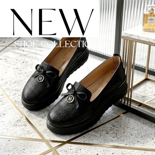 VIA ROMA emelt talpú strukturált fekete slip-on 