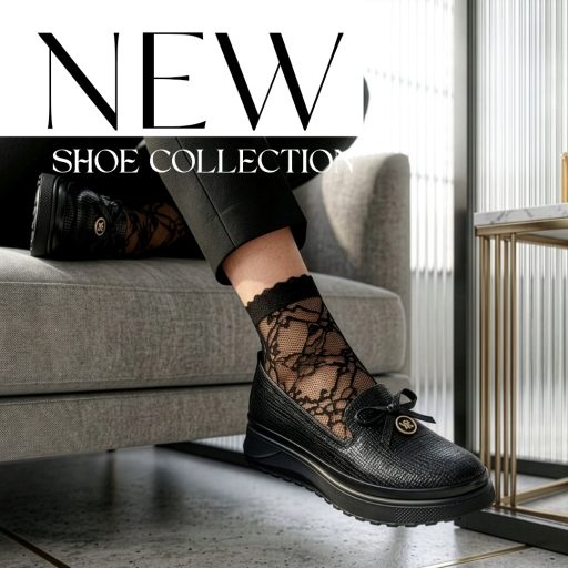 VIA ROMA emelt talpú strukturált fekete slip-on 